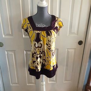 Women’s short sleeve purple/yellow shirt